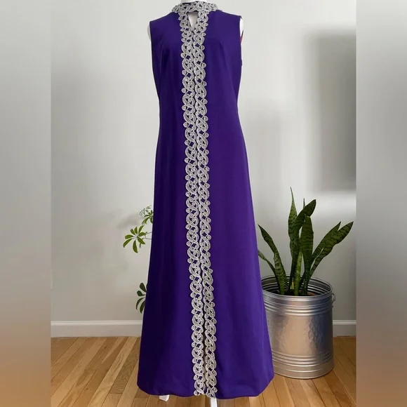 60s formal dress Size 6 Evening Dress - 1960s Empire Waist Formal Gown